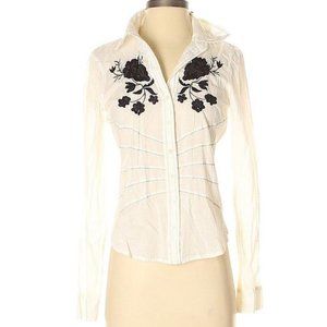 Tom K Nguyen Vintage Boho Floral Embroidered Western Style Shirt Sz 2/S NEW